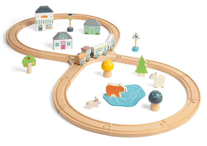 Kolejka drewniana pociąg ósemka Leśne zwierzęta Bigjigs Toys