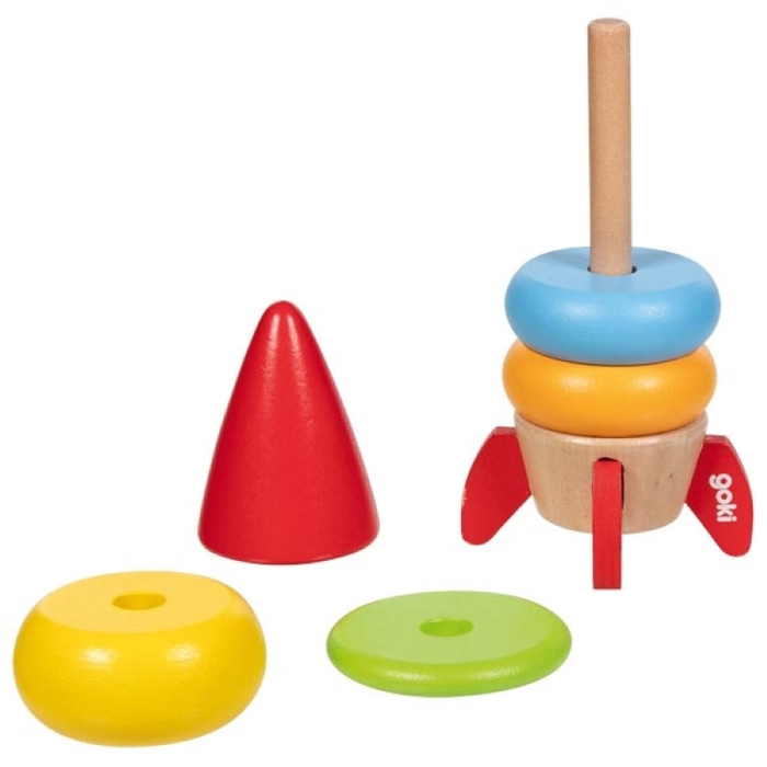 Drewniana wieża układanka na paliku Rakieta Kosmiczna Goki