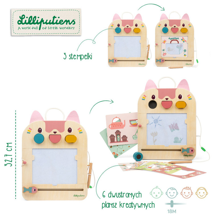 Lilliputiens Kotka Jeanne drewniana Tablica-Znikopis z magnetycznymi klockami