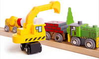Zestaw drewnianych pojazdów budowlanych Bigjigs Rail