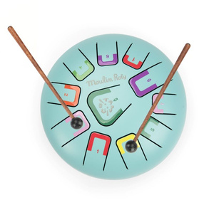 Instrument muzyczny duży bębenek językowy jasnoniebieski PUCE & PILOU Moulin Roty