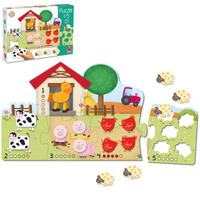 Drewniane puzzle dla dzieci Zwierzęta i nauka liczenia 1-5 Goula