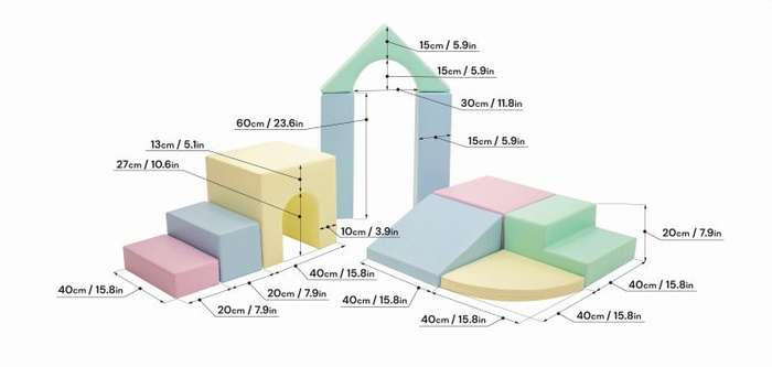 Duże klocki piankowe do wspinaczki i aktywnej zabawy dla dzieci zestaw pastelowy Creativity IGLU