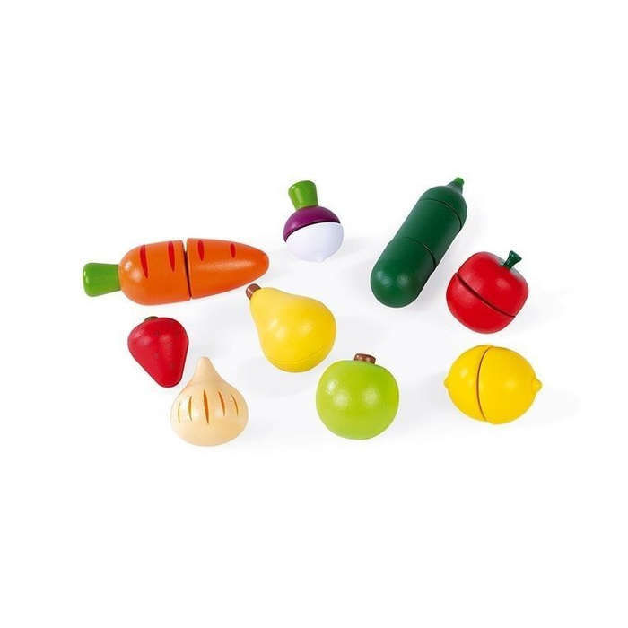 Drewniana skrzynka z warzywami i owocami Green Market 22 elementy 3-8 lat, Janod