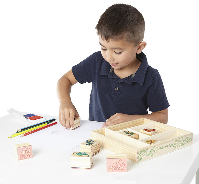Zestaw pieczątek dla dzieci z kredkami Dinozaury Melissa and Doug