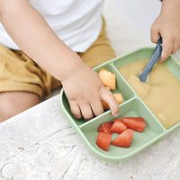 Talerzyk trójdzielny dla dziecka silikonowy z przyssawką Sage green Beaba