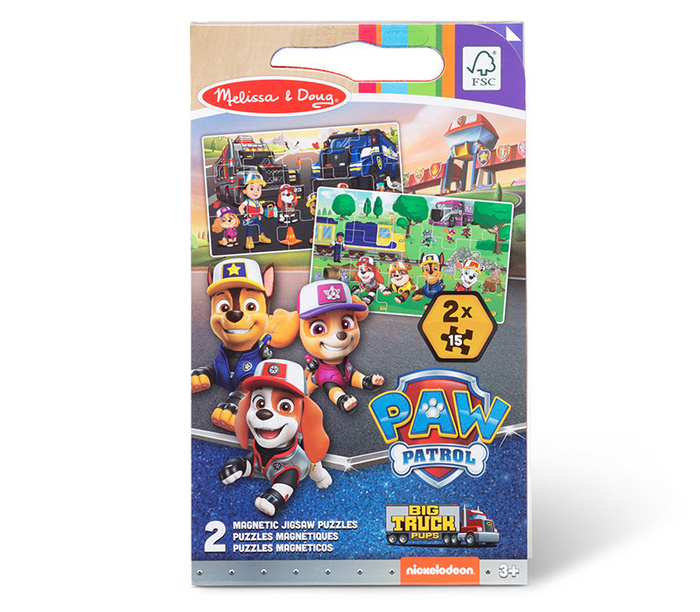 Magnetyczne puzzle 2 x 15 el. Psi Patrol Big Trucks Melissa & Doug
