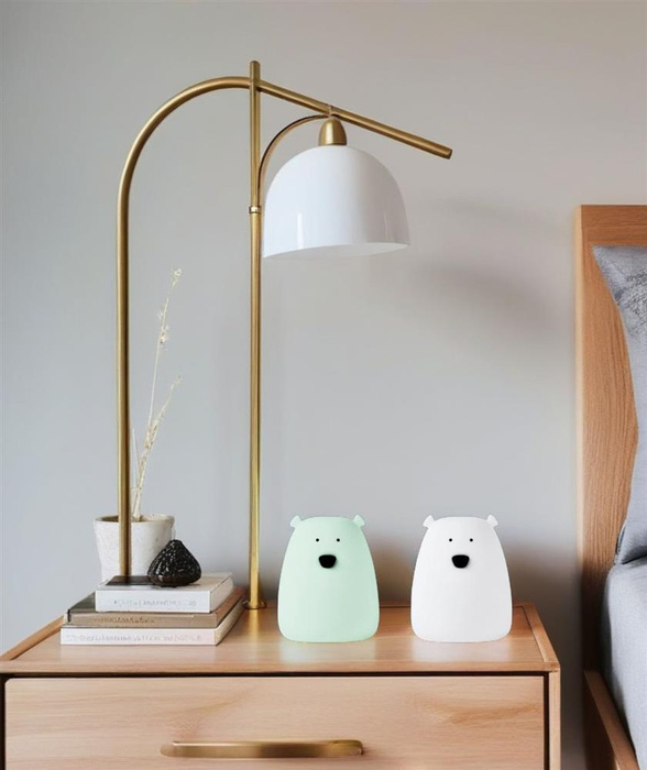 Lampki nocne dla dzieci Mini Miś w kolorze Biały i Arktyczna Zieleń 2 szt Rabbit & Friends