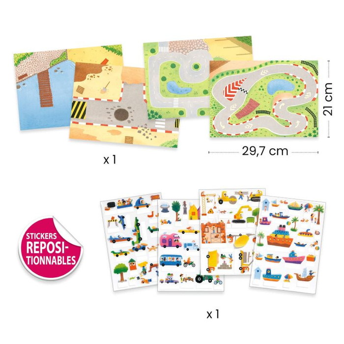 Naklejki wielokrotnego użytku 3D POJAZDY Djeco