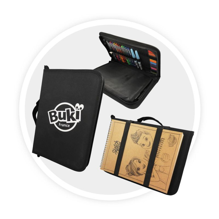 Teczka z akcesoriami plastycznymi i szkicownikiem Buki
