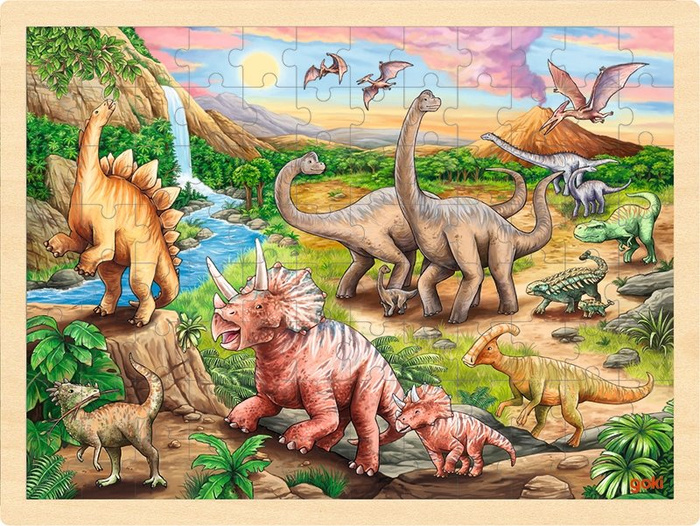 Puzzle z drewna Era dinozaurów 96 el. Goki