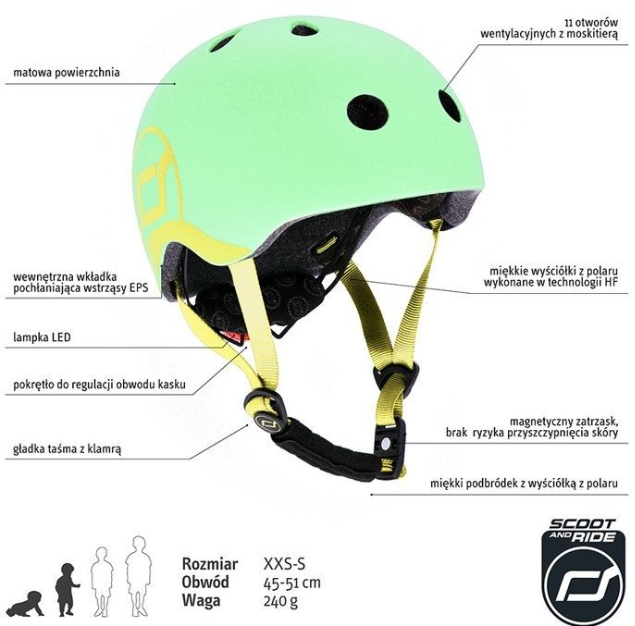 SCOOTANDRIDE Kask + Highwaykick1 2w1 jeździk i hulajnoga Zestaw Kiwi