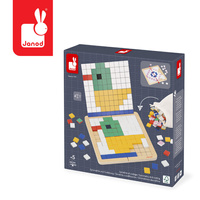 Drewniana układanka mozaika piksele symetria i kodowanie 4w1 Janod