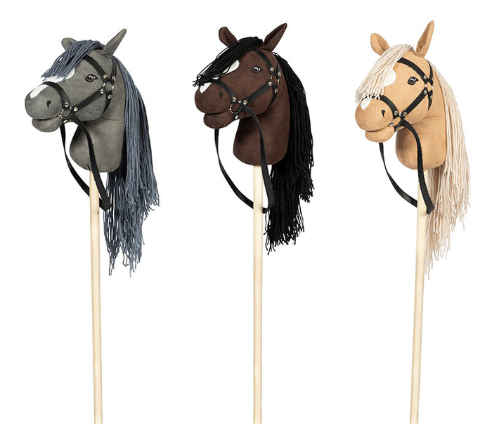 Koń na kiju brązowy i przeszkoda mur Zestaw do Hobby Horse do zabawy w domu i plenerze Astrup