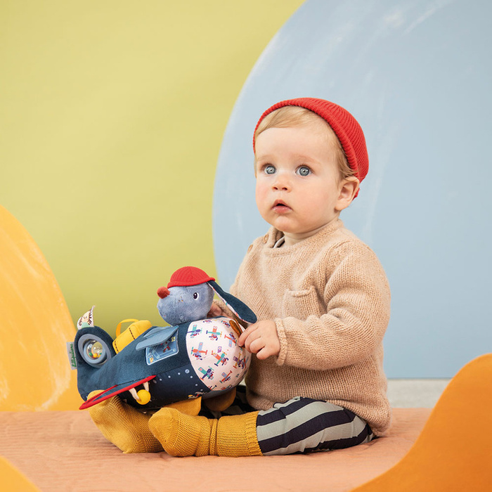Lilliputiens Piesek Jules Przytulanka aktywizująca Samolot Zabawka sensoryczna i edukacyjna