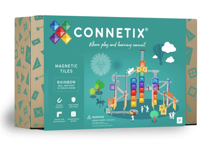 Klocki magnetyczne kulodrom Rainbow Ball Run Pack 92 el. Connetix