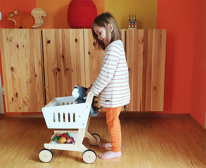 Drewniany wózek do zabaw w sklep dla dzieci Fresh Small Foot