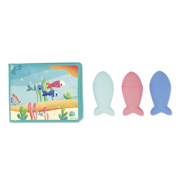 Książeczka dla dzieci do kąpieli z psikawkami Przyjęcia nad wodą Janod