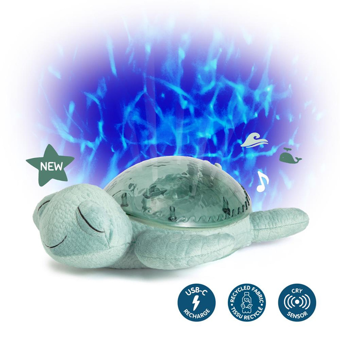 Cloud b®Tranquil Turtle™  Lampka i Pozytywka Żółw podwodny zielony dla niemowląt