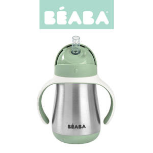 Bidon termiczny dla dziecka Niekapek ze słomką termobutelka 250ml Sage green Beaba