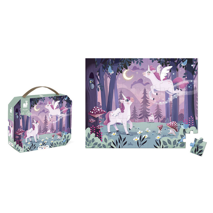 Zestaw puzzli w walizce Jednorożce 54 elementy Janod