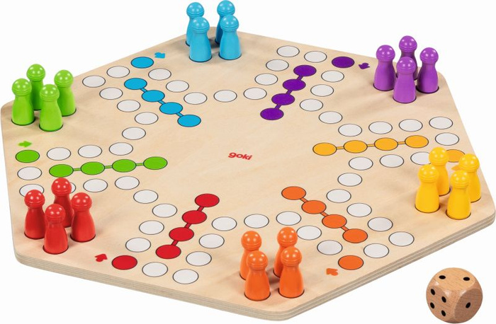 Ludo chińczyk podwójna drewniana gra planszowa dla 6 i 4 graczy Goki