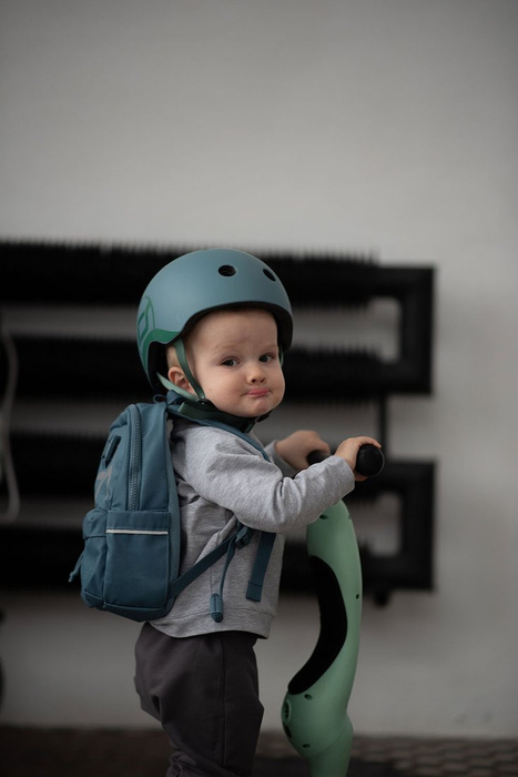 SCOOTANDRIDE Dziecięcy Kask XXS-S 1-5 lat światło LED magnetyczne zapięcie Forest