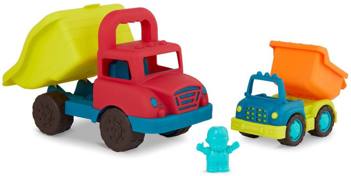 Zestaw 2 kolorowych ciężarówek wywrotek dla dzieci Grab-n-Go Truck Set B.Toys