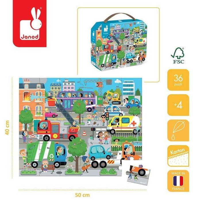 Puzzle dla dzieci w walizce Miasto 36 elementów Janod
