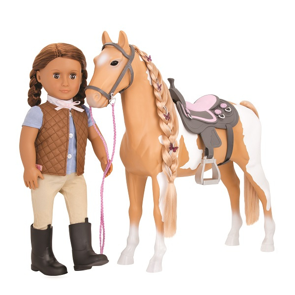 Duży Koń dla lalki Palomino z akcesoriami do czesania i stylizacji 50cm Our Generation