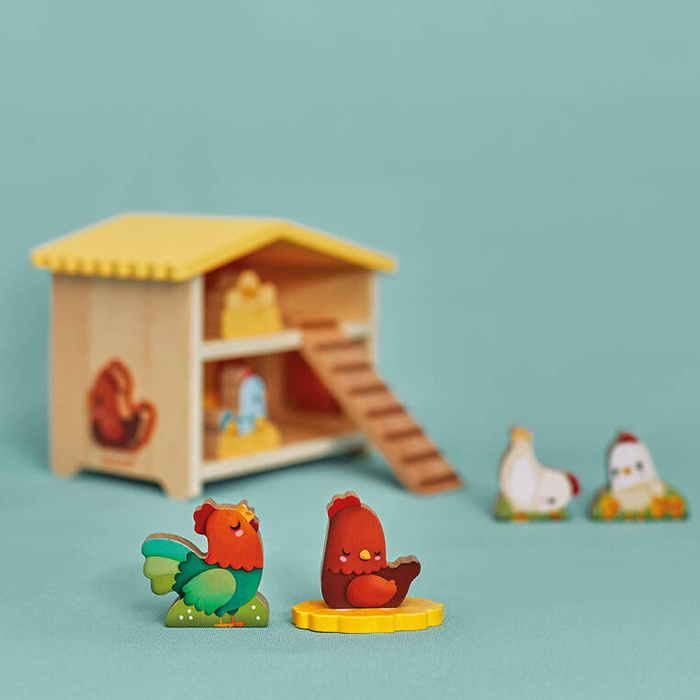 Zabawa w Farmę z drewnianym domkiem Mój pierwszy kurnik Janod