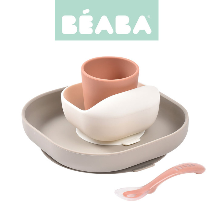 Komplet naczyń z silikonu z przyssawką Terracotta Beaba