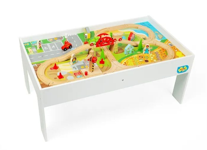 Kolejka drewniana na stole Bigjigs Rail