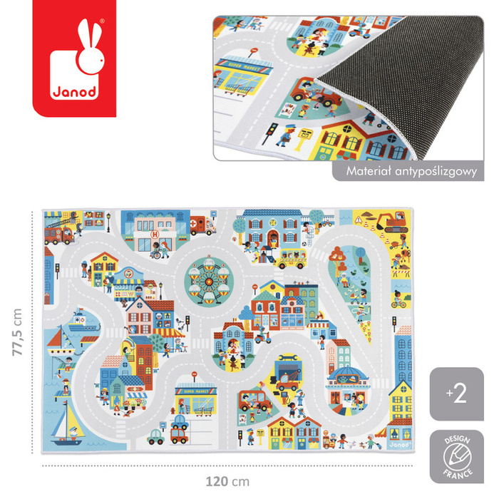 Mata dla dzieci do zabawy z drogą Miasto Cross Roads Janod