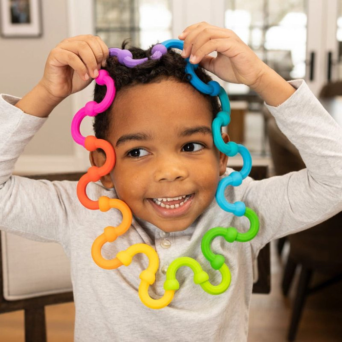 Klocki sensoryczne Plip Links 20 silikonowych półokrągłych elementów Fat Brain Toy