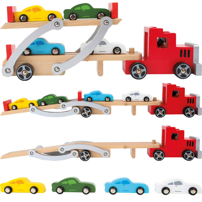 Drewniana ciężarówka z lawetą i samochodzikami Small Foot