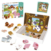 Układanka magnetyczna Farma 12 drewnianych figurek zwierząt Goula
