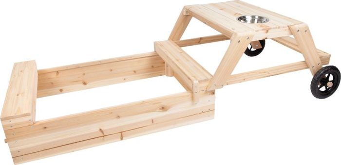 Piaskownica drewniana stolik z ławką zabawa w kuchni zestaw mebli ogrodowych 3w1 Small Foot