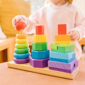 Układanka geometryczna na drążku 3 wieże Melissa & Doug
