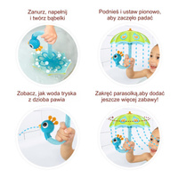 Parasol tryskający wodą Paw zabawka do kąpieli dla dzieci Yookidoo