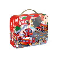 Puzzle dla dzieci w walizce Strażacy 24 elementy Janod 