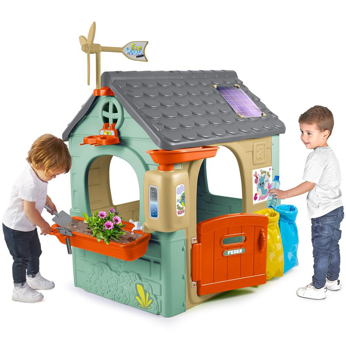 FEBER innowacyjny Domek ogrodowy Recycle Eco Segregacja odpadów Zielona Energia edukacyjna Zabawka dla dzieci