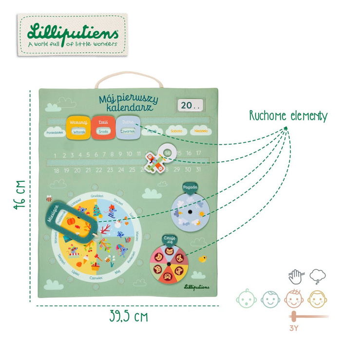 Miękka tablica aktywizująca dla dzieci Kalendarz Lilliputiens
