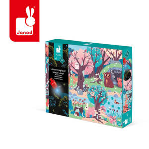 Świecące puzzle z mini-lampką UV Las 24 elementy 3+ Janod 