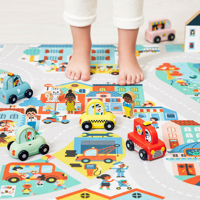 Mata dla dzieci do zabawy z drogą Miasto Cross Roads Janod