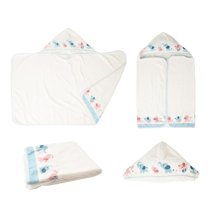 Niebieski słonik przenośny prysznic z szybkoschnącym ręcznikiem dla niemowląt Yookidoo 