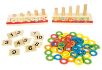 Drewniany sorter na palikach Nauka liczenia i kolorów dla dzieci Goula