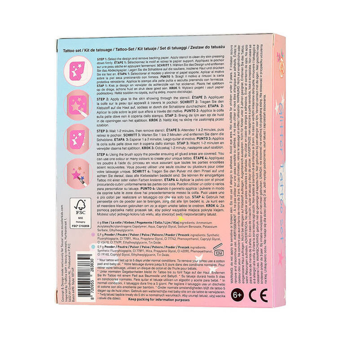 Jednorożec Tatuaże brokatowe z szablonami dla dzieci 12 el. Souza!