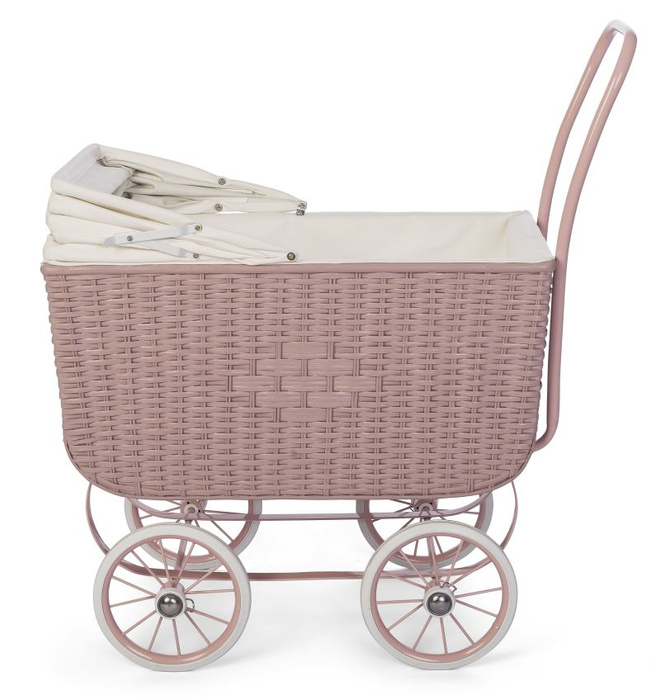 Wózek retro dla lalek Doll Pram Retro Rattan Rose Astrup