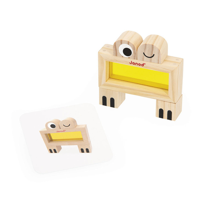 Klocki drewniane dla dzieci sensoryczne przeźroczyste kolorowe Janod